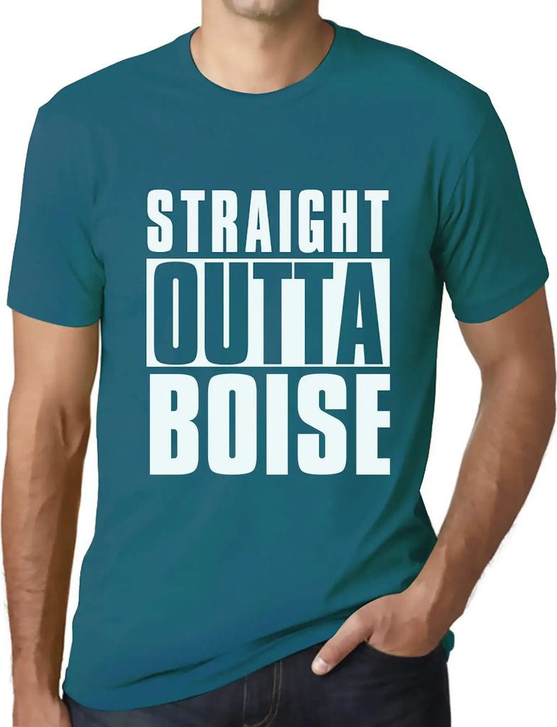 Herren Grafik T-Shirt Straight Outta Boise Öko-Verantwortlich Vintage Jahrgang Kurzarm Lustige Druck Geburtstag Geschenk Mann