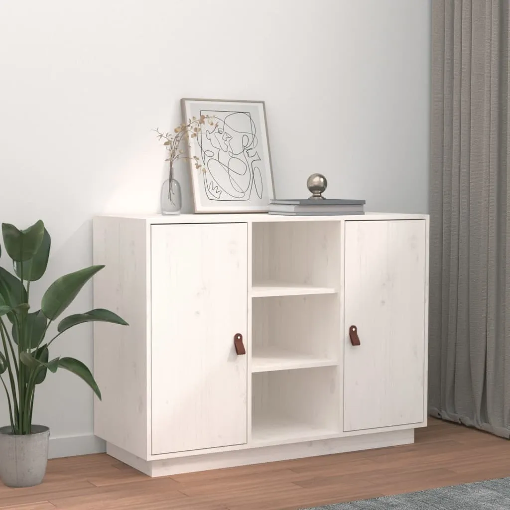Mobile Buffet vidaXL Bianco 100x40x75 cm in Legno Massello Pino