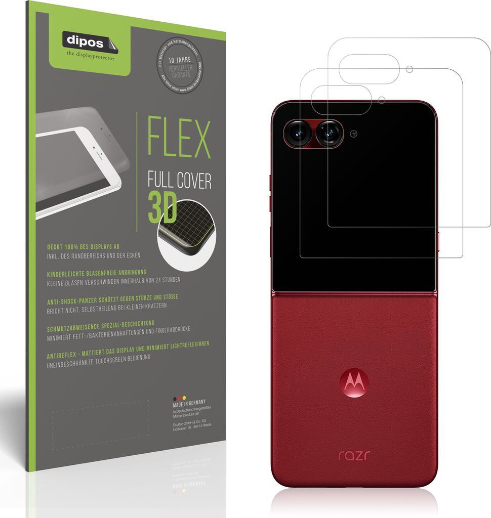2x Full Cover Schutzfolie matt für Motorola Razr 60 Aussen-Display Panzerfolie Anti-Shock