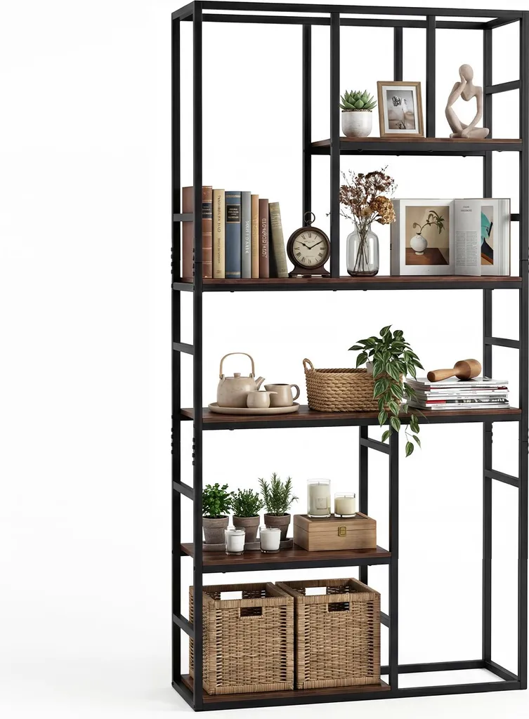 Étagère de rangement COSTWAY à 5 niveaux structure métal 90x30x180 cm
