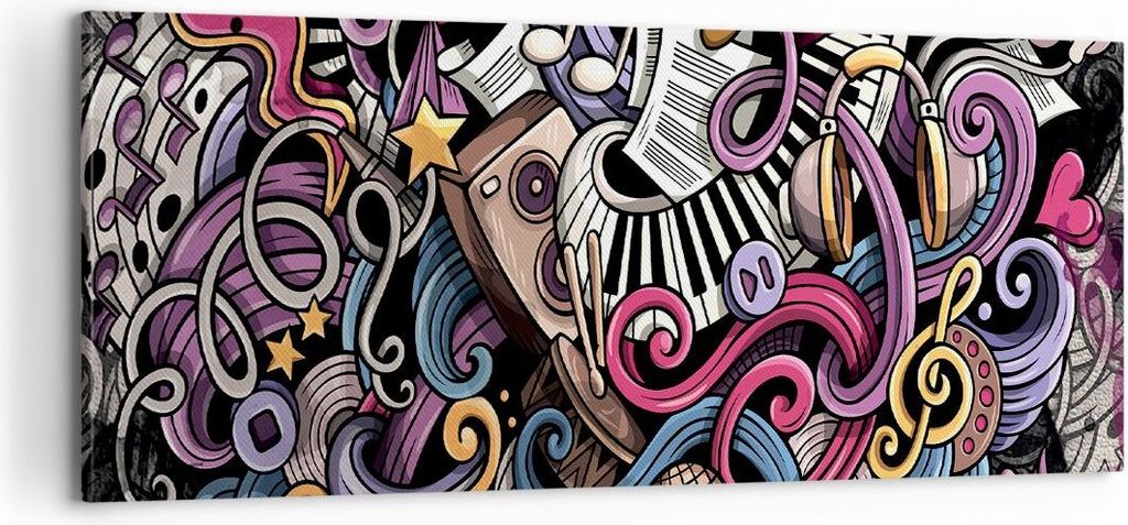 Bild auf Leinwand - Leinwandbild - Graffiti modern - 100x40cm - Wand Bild - Wanddeko - Wandbilder - Leinwanddruck - Bilder - Kunstdruck - Wanddekor...