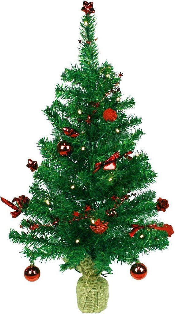 HAAC 20er Led künstlicher Weihnachtsbaum grün 75 cm geschmückt roten Baumkugeln