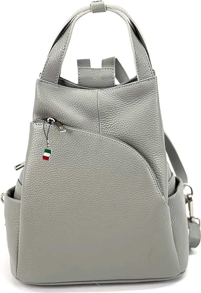 Sac à dos gris clair Florence D2OTF613K en cuir souple de haute qualité