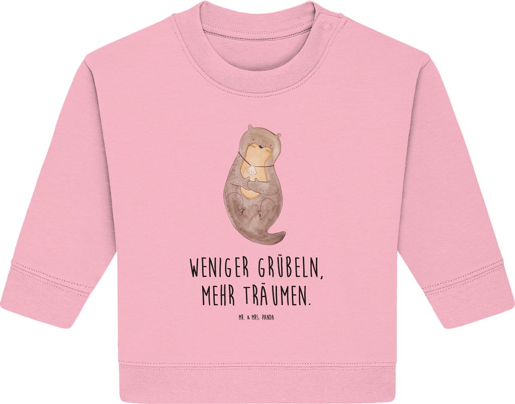 Mr. & Mrs. Panda Organic Baby Pullover Otter Muschel 24. - 36. Monat - Baumwolle Pink - Geschenk, Optimistisch, Träumen, Büro, Positiv, Bullover,...