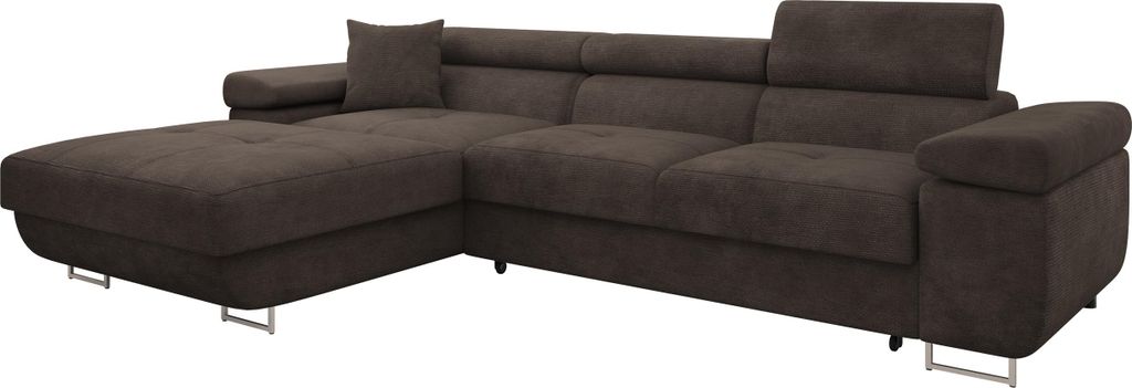 MIRJAN24 Ecksofa Torezio Mini, Stilvoll Eckcouch mit Bettkasten und Schlaffunktion, Einstellbare Kopfstützen, 280x170x70-90 cm (Farbe: Lumo 40, Se...