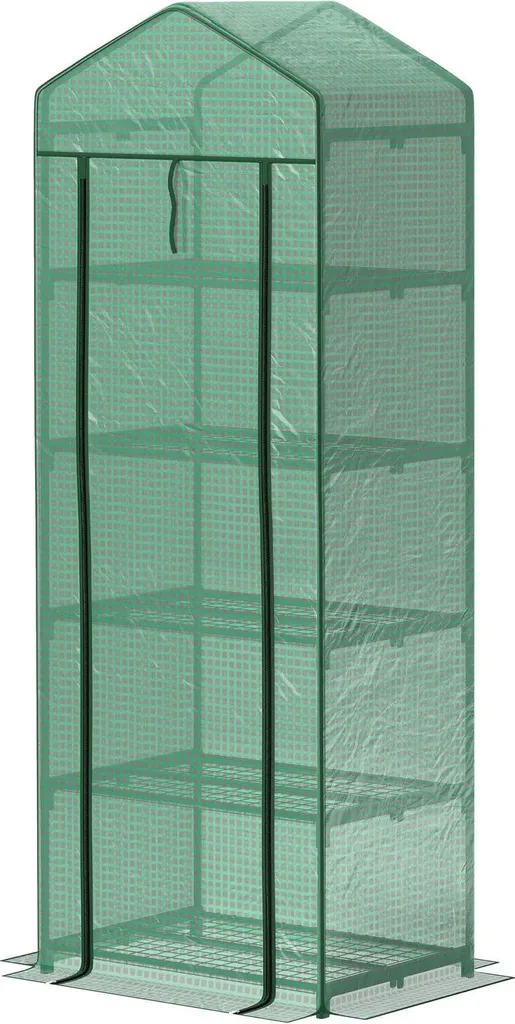 Serre avec porte roulante Aosom en acier vert avec étagères 193 cm