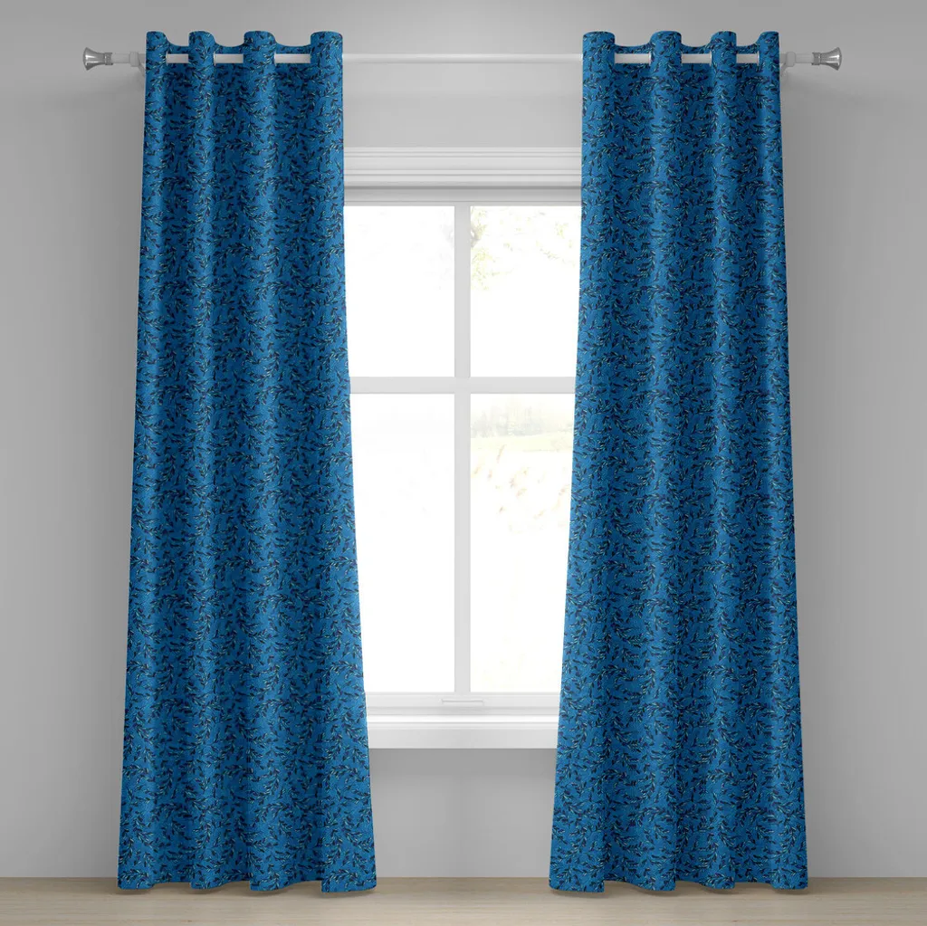 Offerta Tende con Occhielli ABAKUHAUS 280x245 cm Foglie Blu Natura - 1