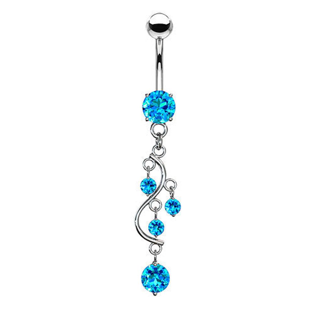 Taffstyle Bauchnabelpiercing Bauchnabelpiercing Banane Stecker Wein Anhänger mit Kristallen, Aqua