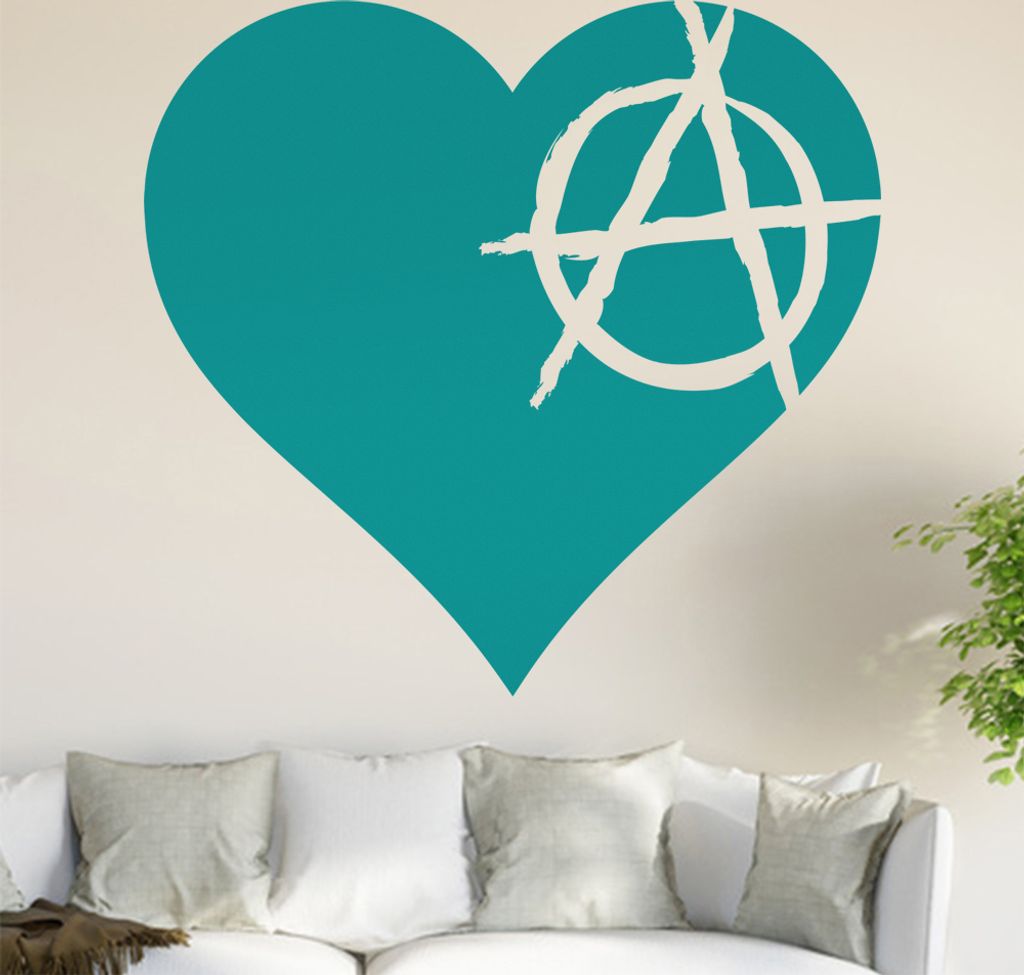 Anarchie - Herz Wandtattoo in 6 Größen - Wandaufkleber Wall Sticker - Dekoration, Küche, Wohnzimmer, Schlafzimmer, Badezimmer