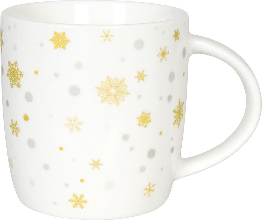 Könitz Becher Simply Golden - Snow, Kaffeebecher, Tasse, Kaffeetasse, Bone China, 350 ml, 11 7 275 2611