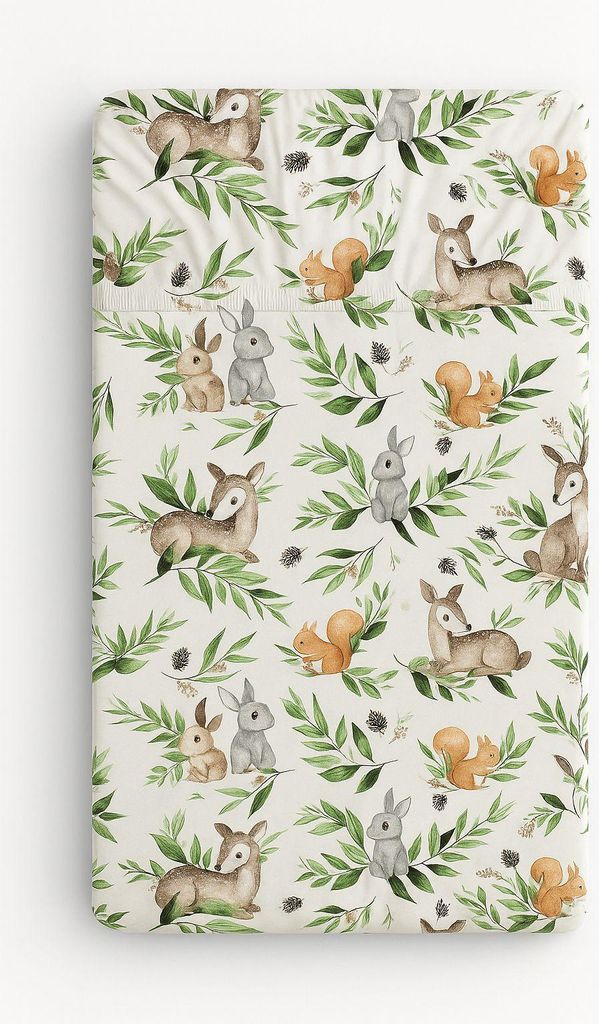 Spannbettlaken aus Baumwolle für Kinderbett 120x60 cm - Waldgrün