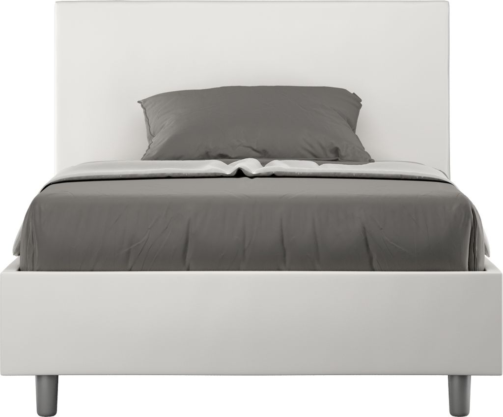 ITYHOME - Gepolstertes Bett ohne Lattenrost 120x210 mit Kunstlederbezug Weiß Adele