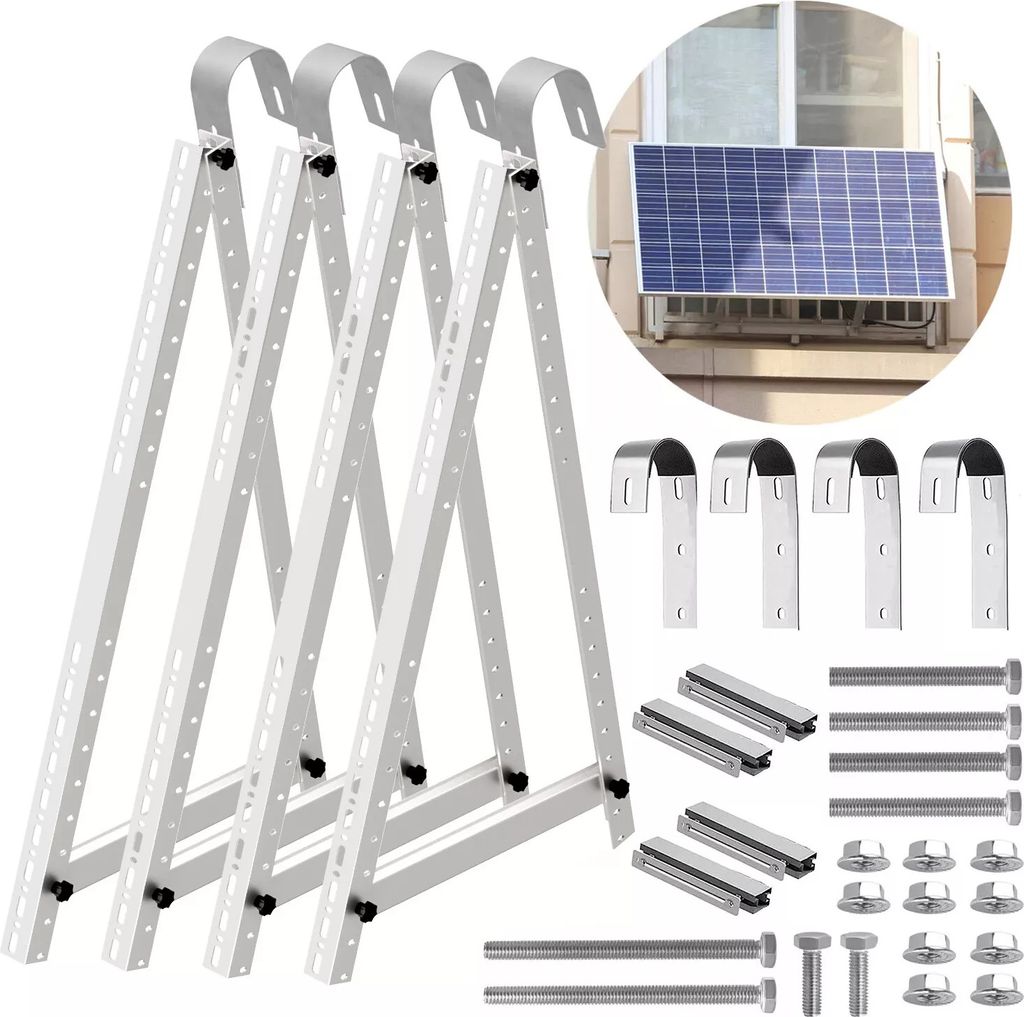 Für 2 Solarmodule Premium Montageset PV Halterung 114CM Balkongelände Balkonkraftwerk Halterung Aufständerung Balkon Geländer Rund