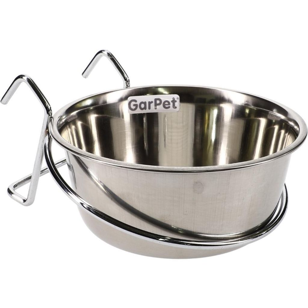 Edelstahlnapf zum Aufhängen Trinknapf Hund Futterschale Vogel Zubehör Napf für Gitterbox Nager Edelstahlnapf mit Befestigung Vogelnapf 0,60 L