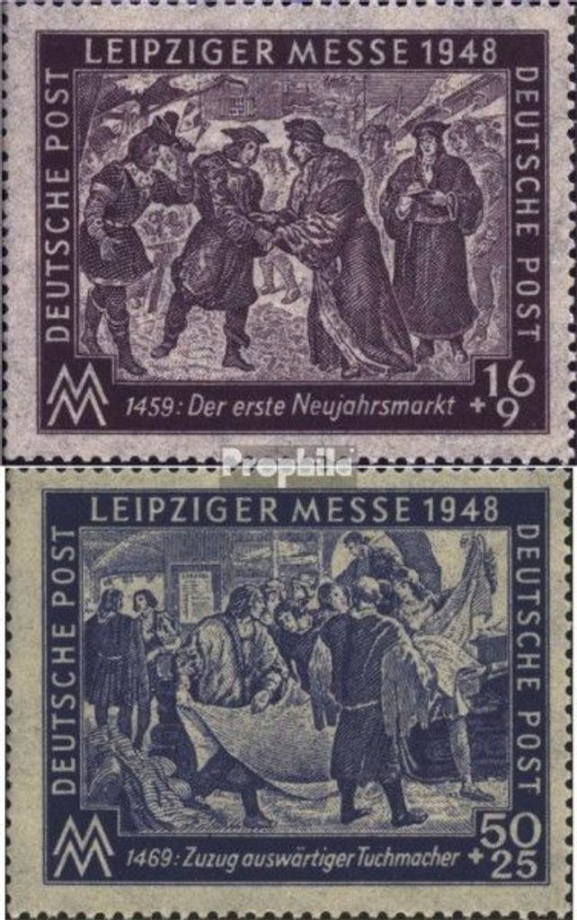 Briefmarken Sowjetische Zone (All.Bes.) 1948 Mi 198-199 (kompl.Ausg.) postfrisch Leipziger Messe