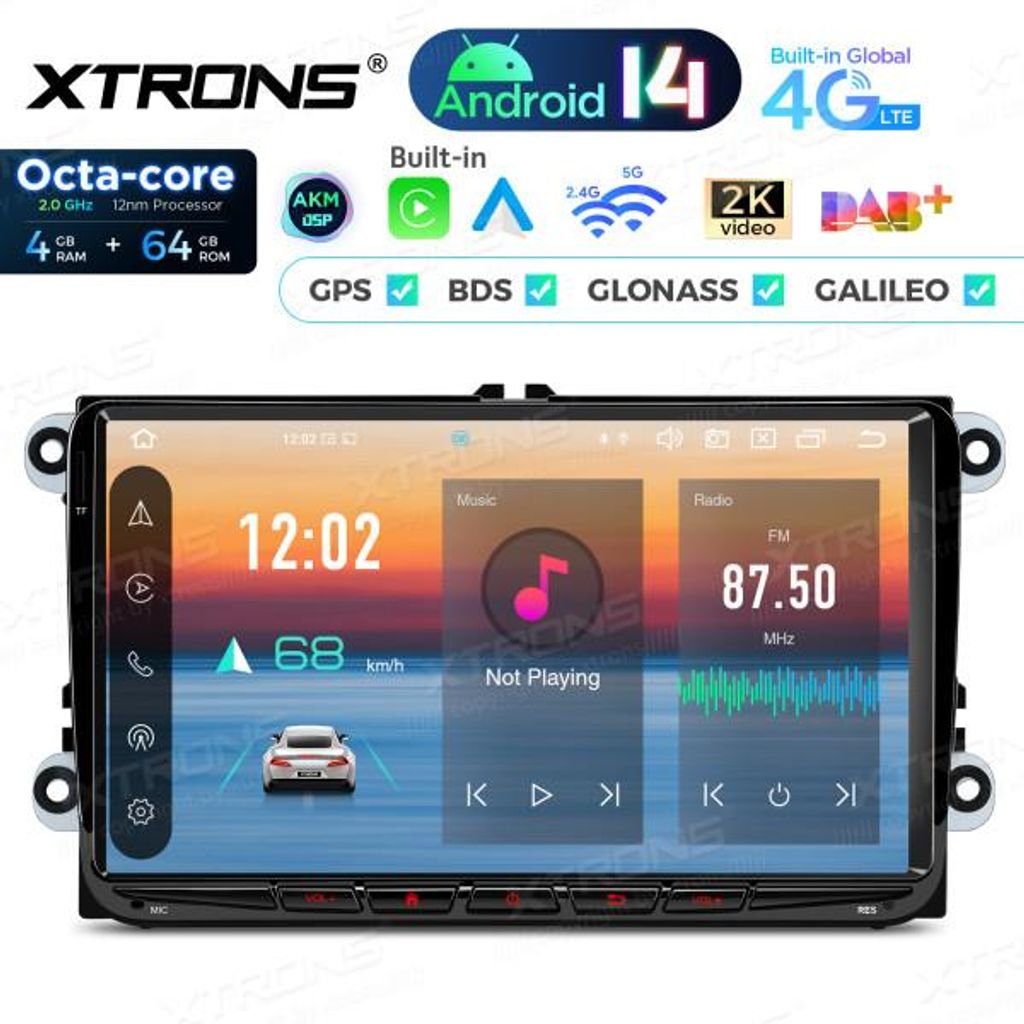 Android Autoradio Xtrons für Volkswagen/Seat/Skoda 4/64 GB Produktbild 