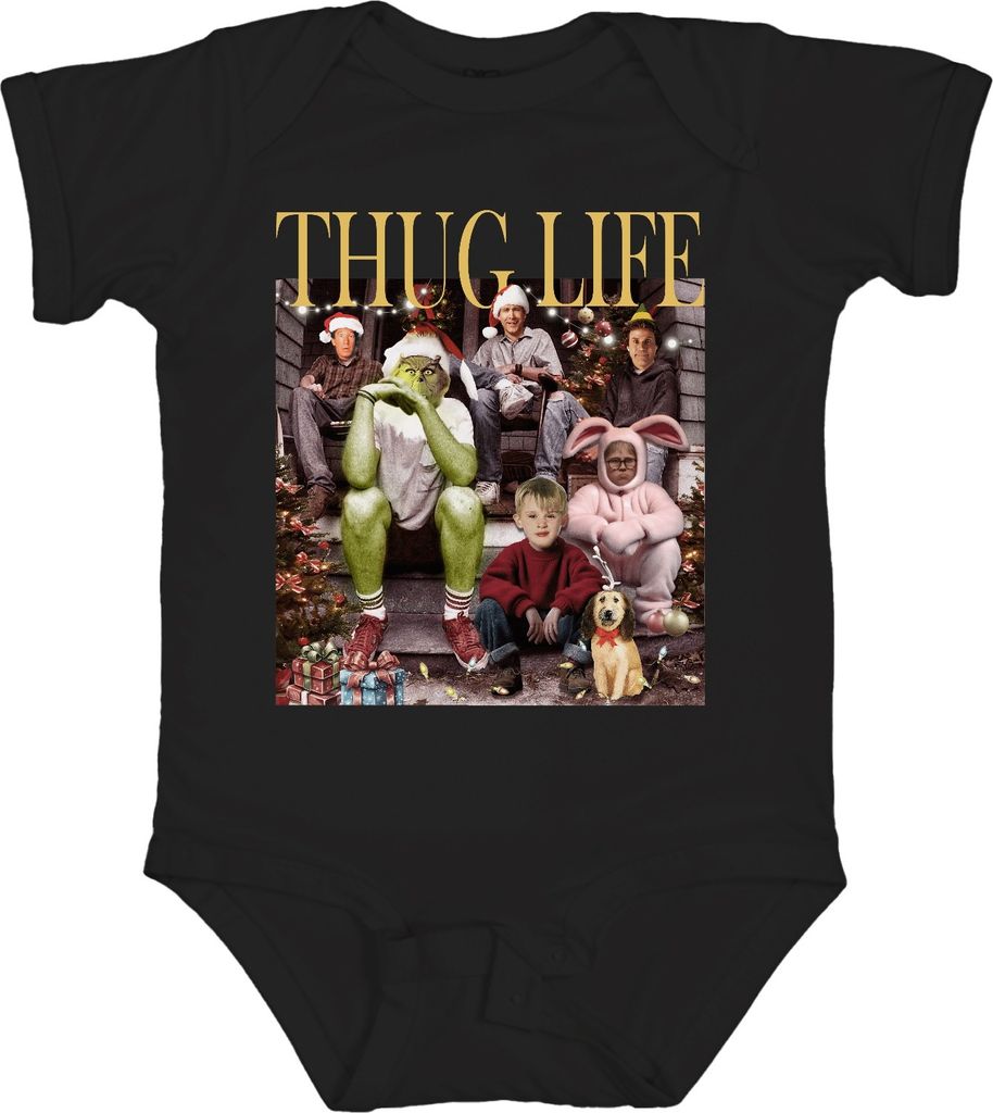 Thug Life Grinch Kevin Allein Zuhause - Weihnachten Christmas Xmas Unisex Baby Body, Schwarz, 18/24