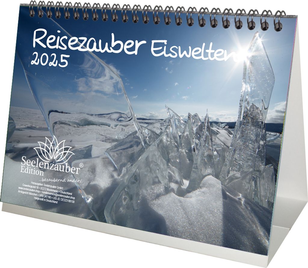 Reisezauber Eiswelten DIN A5 Tischkalender für 2025 Urlaub Eis Schnee Polar - Seelenzauber