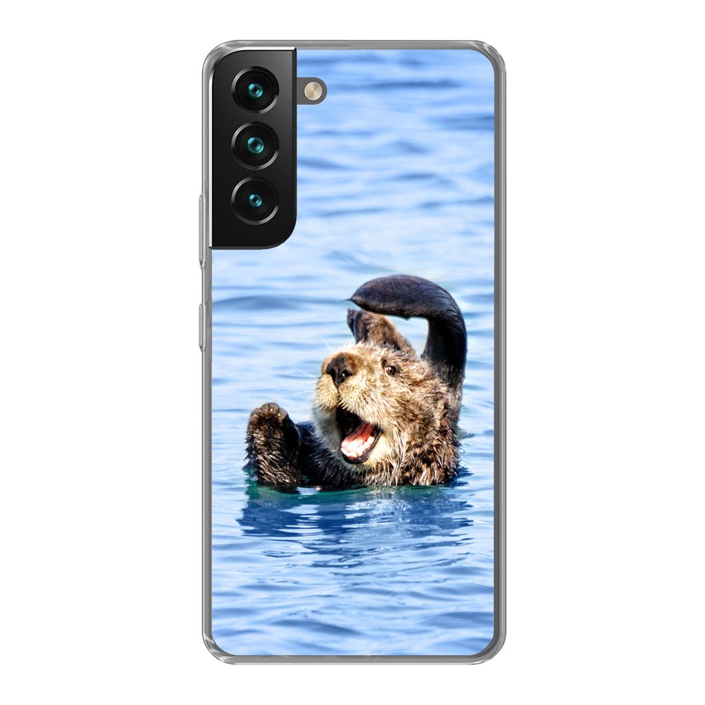 MuchoWow Handyhülle Schutzhülle Hülle für Samsung Galaxy S22 Plus Seeotter - Lustig - Wasser - Kinder - Jungen - Mädchen - Kind Silikon Soft...