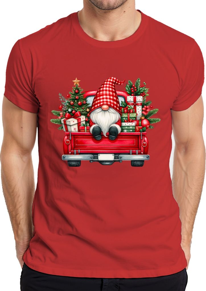 Weihnachtszwerg Truck Wichtel Gnom - Weihnachten Xmas Christmas Herren T-Shirt, Rot, L