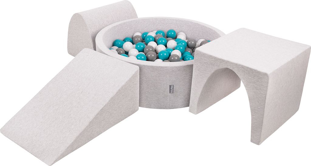 KiddyMoon Spielplatz Aus Schaumstoff Mit 300 Bälle 7cm Hindernisläufen Version 2 Rund Bällebad Mit Bunten Bällen Für Babys Und Kinder