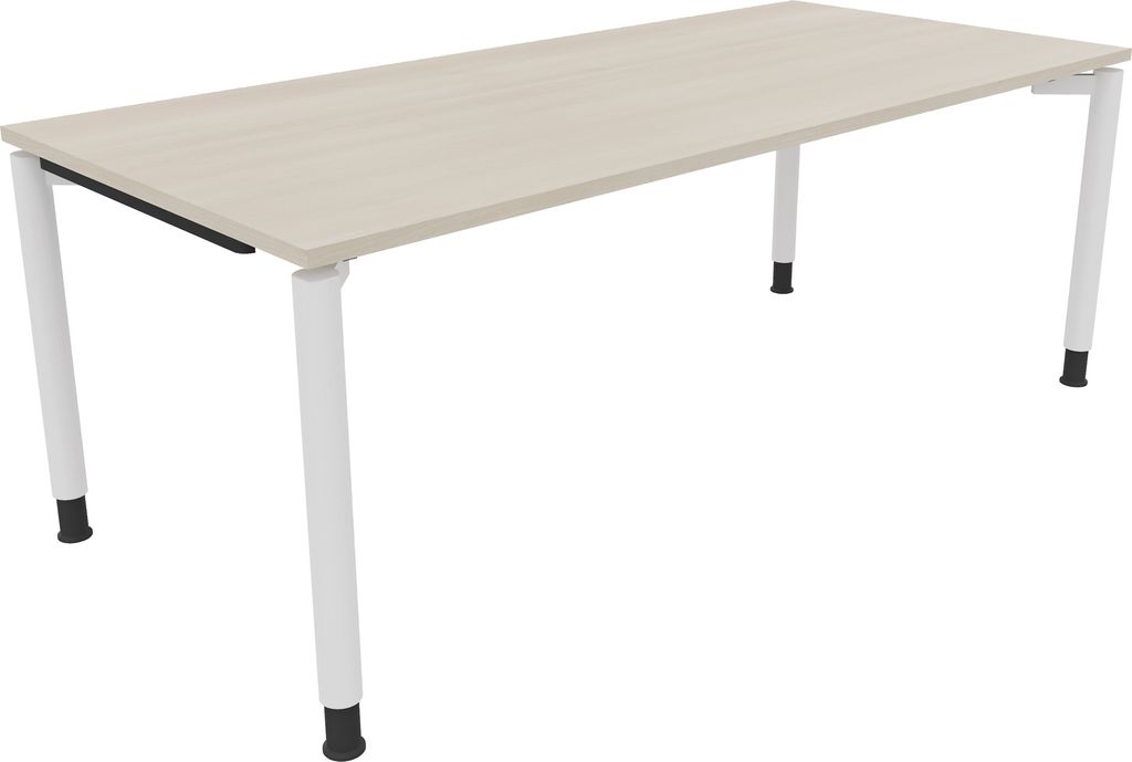 Schreibtisch Vierfuß Rundrohr B2000xT900xH680-820 ws/Akazie hell