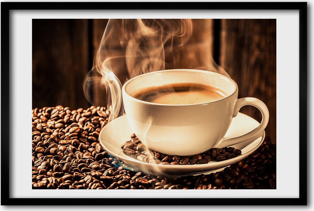 Bild 60x40 MDF-Rahmen, Wandkunst aromatischer Kaffee
