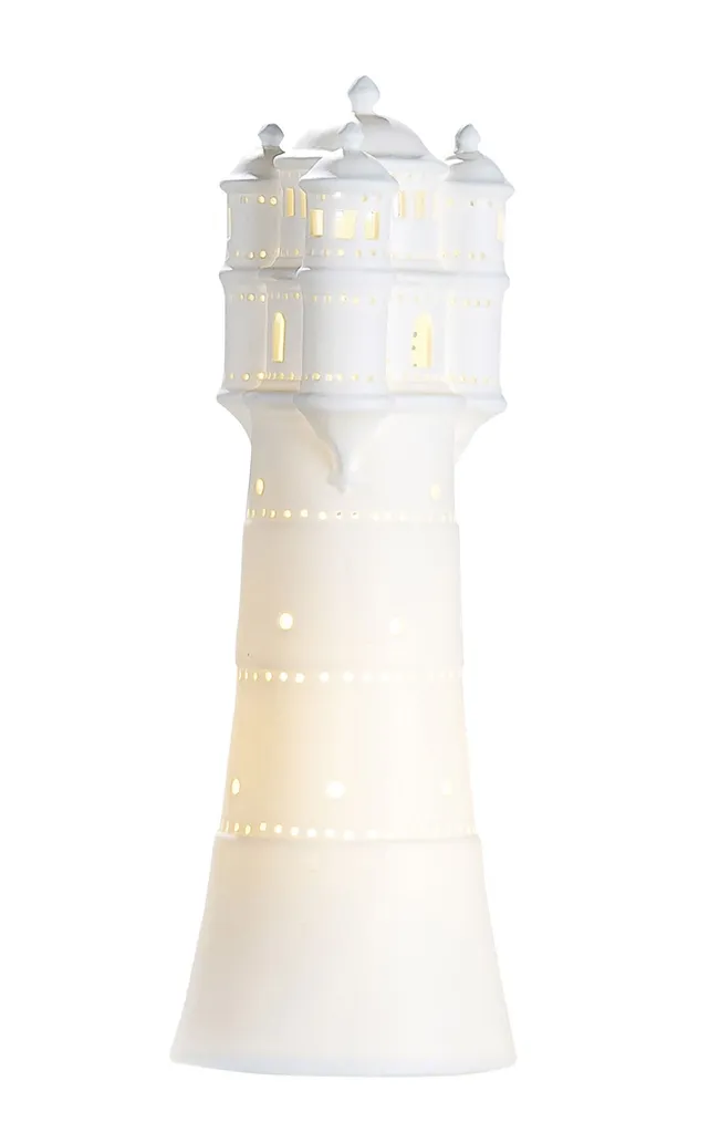 Lampe d'Ambiance Phare Porcelaine pour Salon et Chambre Blanc 35cm