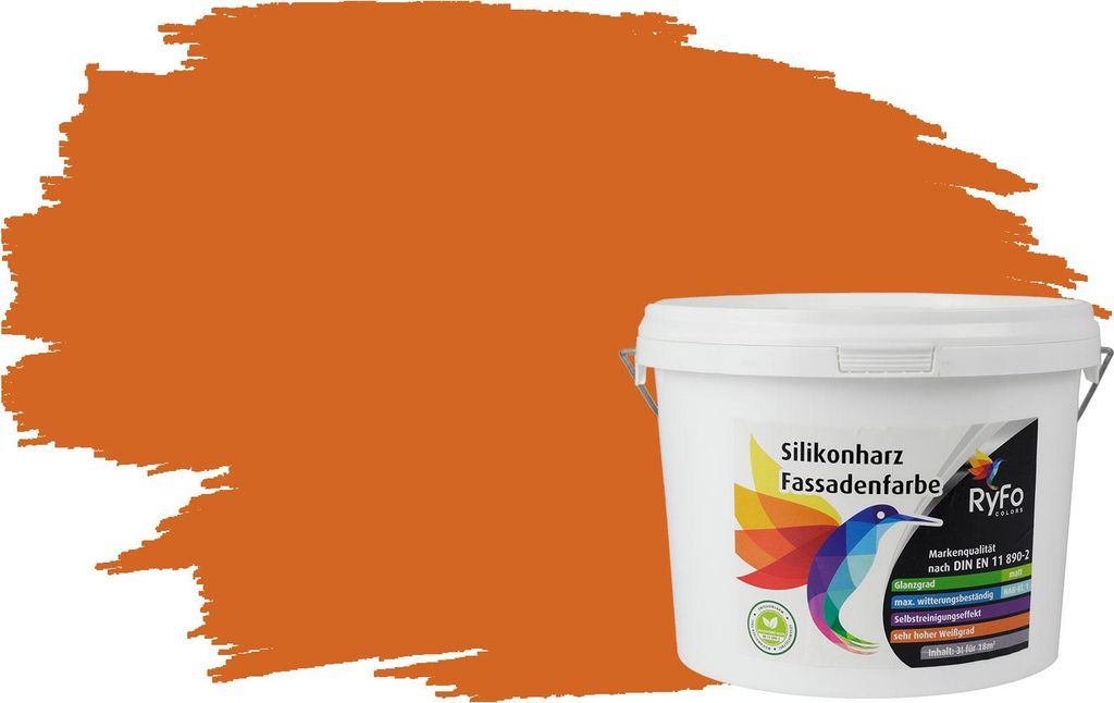 RyFo Colors Silikonharz Fassadenfarbe Lotuseffekt Trend Orangetöne Aprikose 3l - bunte Fassadenfarbe, weitere Orange Farbtöne und Größen erhäl...