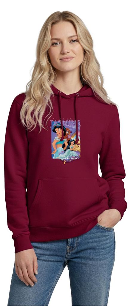 Prinzessin Jasmin Mit Äffchen Abu Damen Hoodie, L, Bordeaux