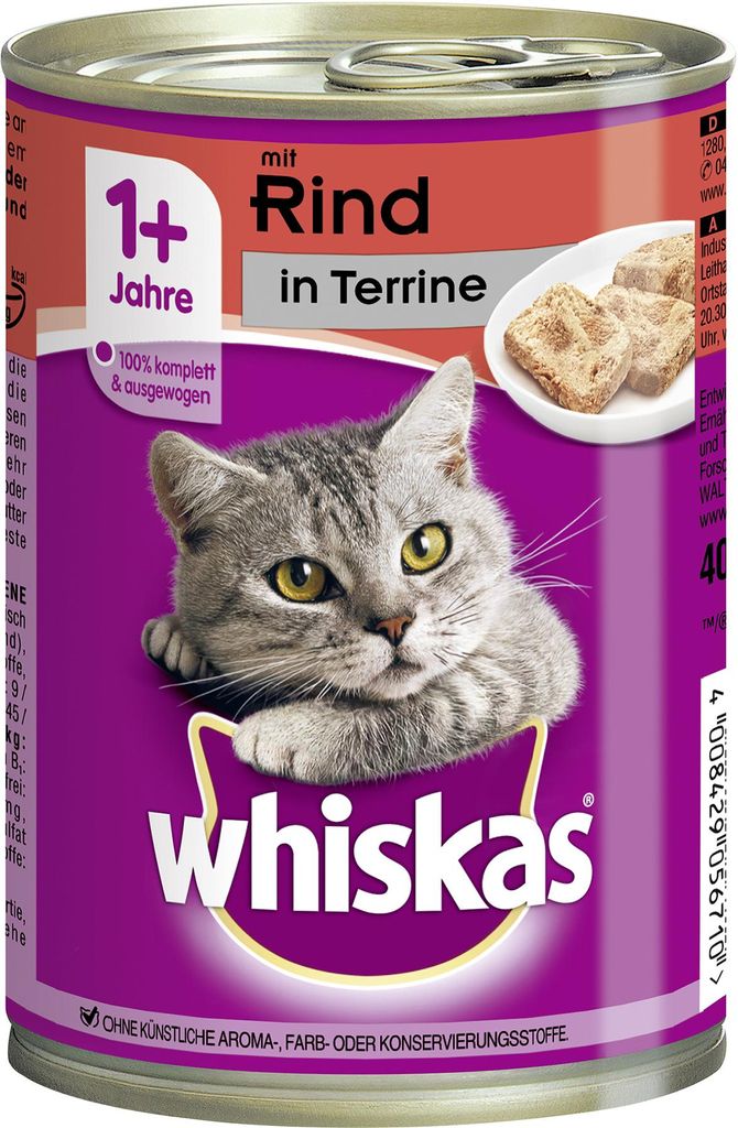'WHISKAS 1+ MIT RIND IN TERRINE 12x400G | Abverkauf!'