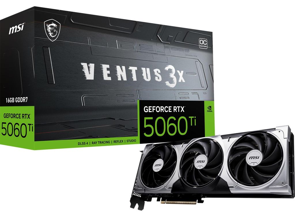MSI RTX5060 TI 16G Ventus 3X OC 16GB GDDR HDMI 3xDP Produktbild 