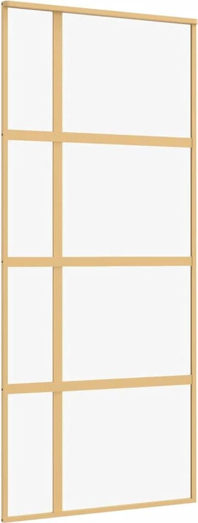vidaXL Schiebetür Golden 90x205 cm ESG-Klarglas und Aluminium