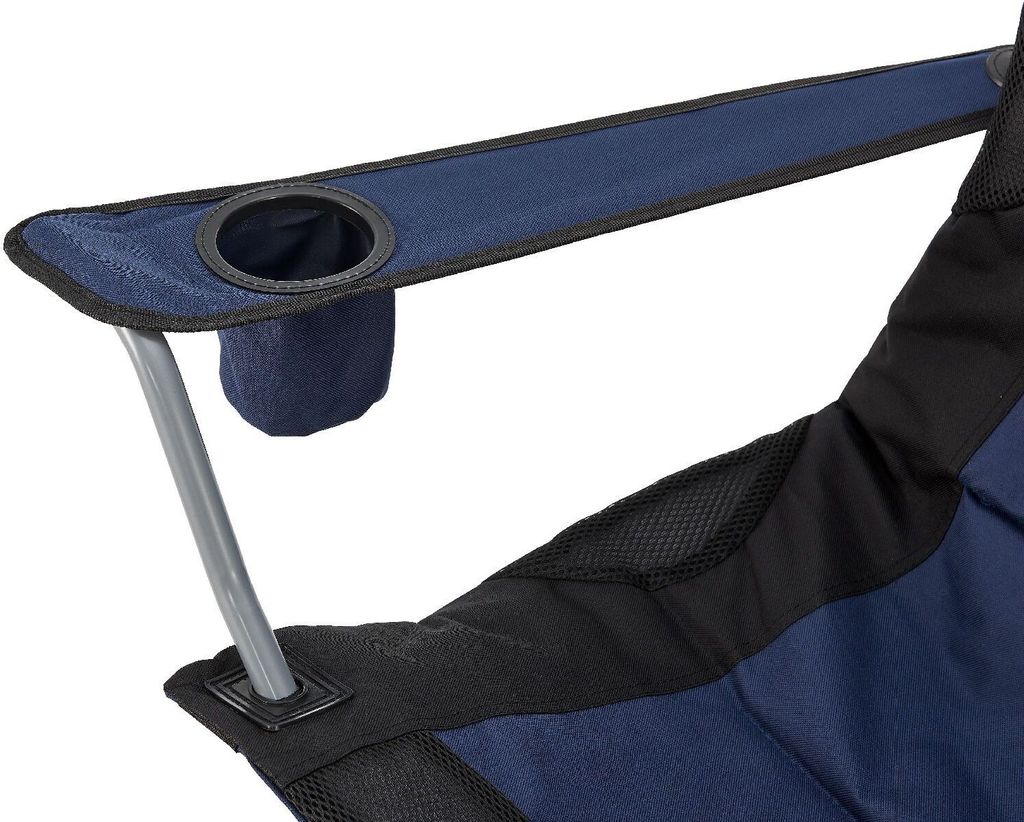 Juskys Campingstuhl Lido mit Getränkehalter & Tasche - Camping Klappstuhl gepolstert - Faltstuhl Angelstuhl Strandstuhl Chair - Stuhl Blau