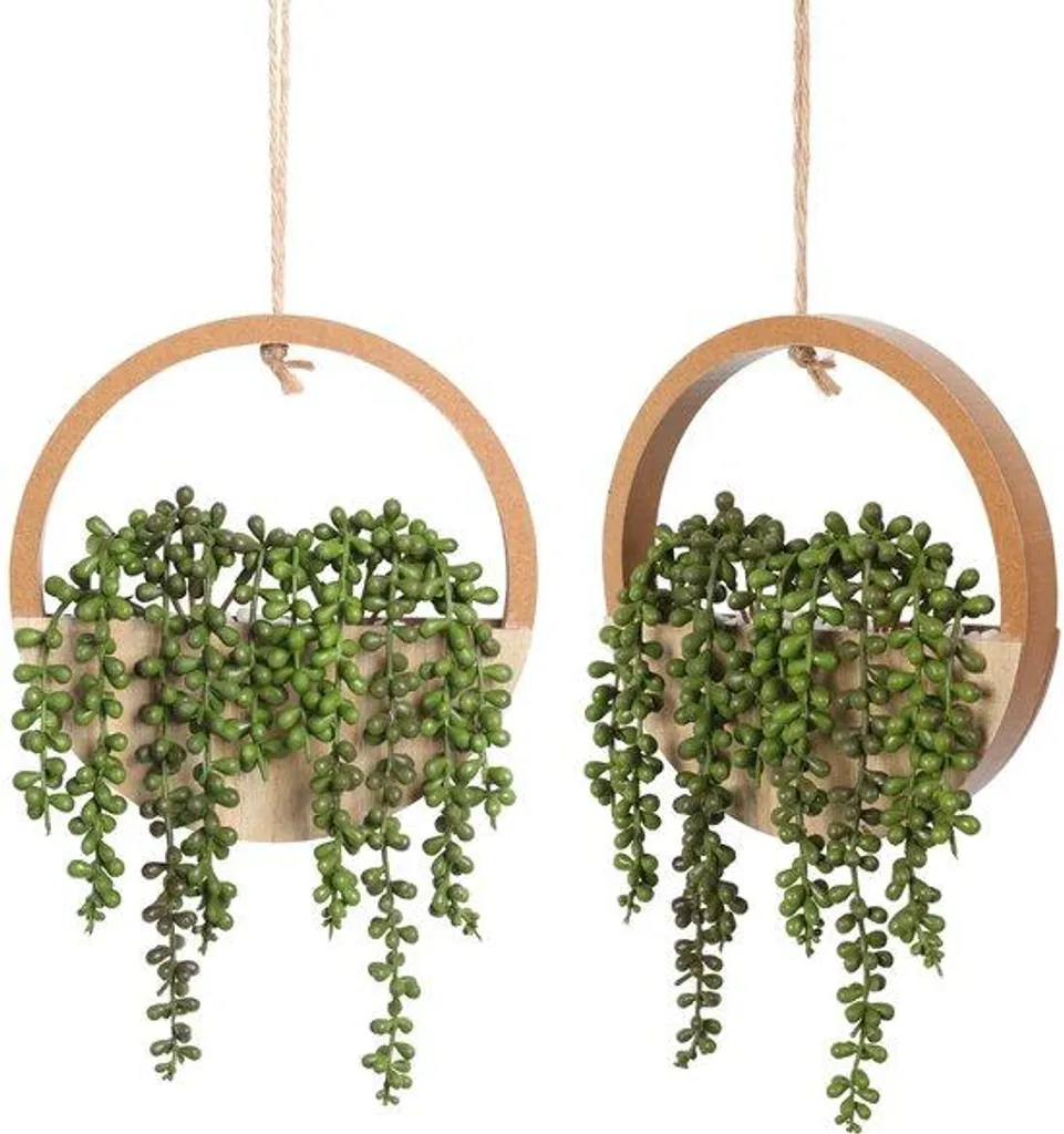 Plantes Artificielles avec Support Bois et Chaîne de Suspension 31 cm