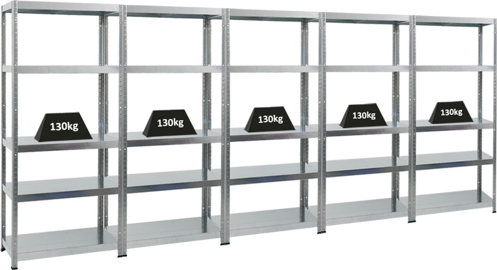 Mega Deal | 5x Schwerlastregal Steel Eagle | HxBxT 180x80x40 cm | Fachlast 130kg | Verzinkt