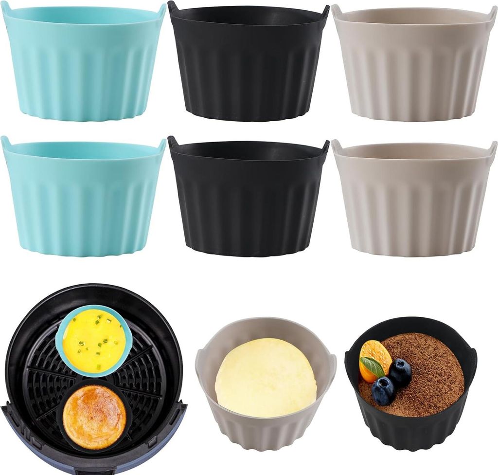 6-teiliges Mehrzweck-Silikon-Backformenset fš¹r Kuchen, Muffins, T?rtchen, Mikrowelle und Hei?luftfritteuse