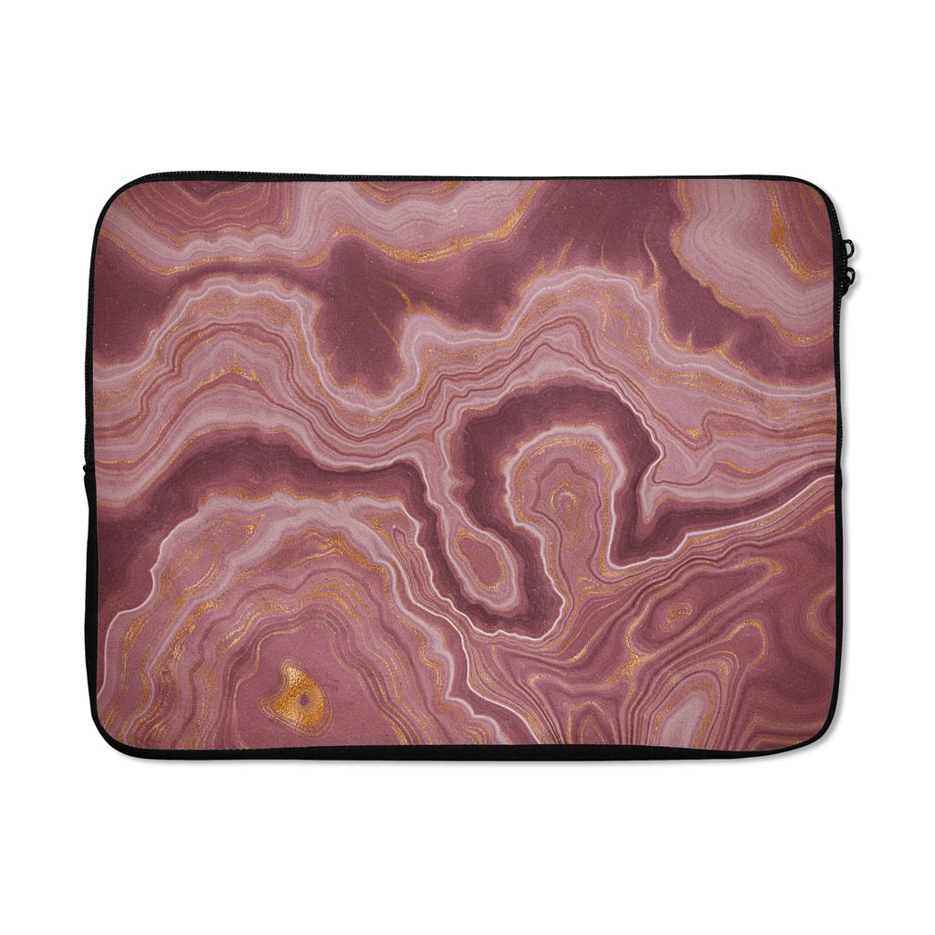 MuchoWow Laptop Hülle 17 Zoll Laptoptasche Achat - Abstrakt - Steine - Rosa - Zipper - Schutzabdeckung