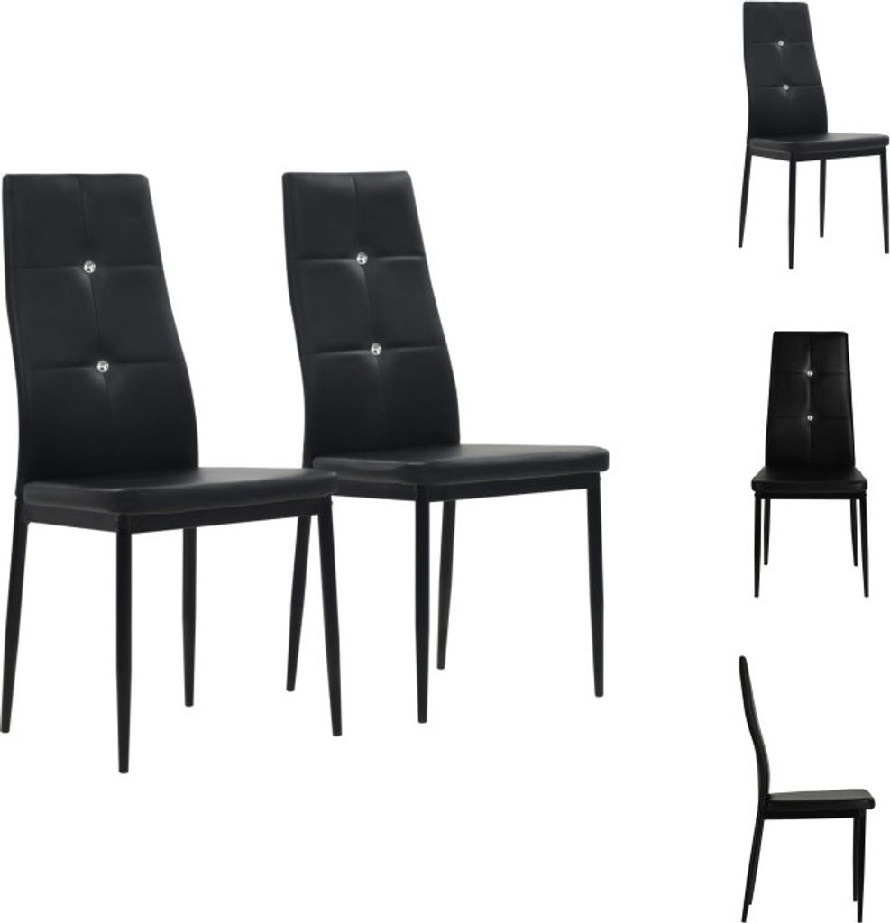 vidaXL Esszimmerstühle 2 Stk. Schwarz Kunstleder - Esszimmerstühle