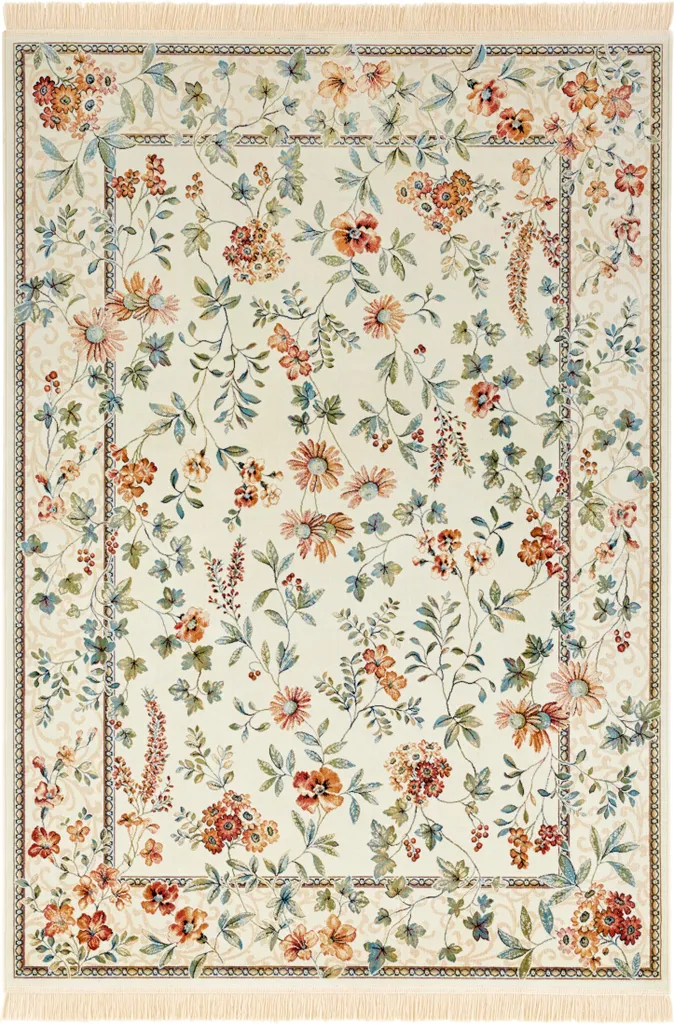 Tapis de Salon Oriental Flowers Crème Hanse Home Naveh Style Vintage