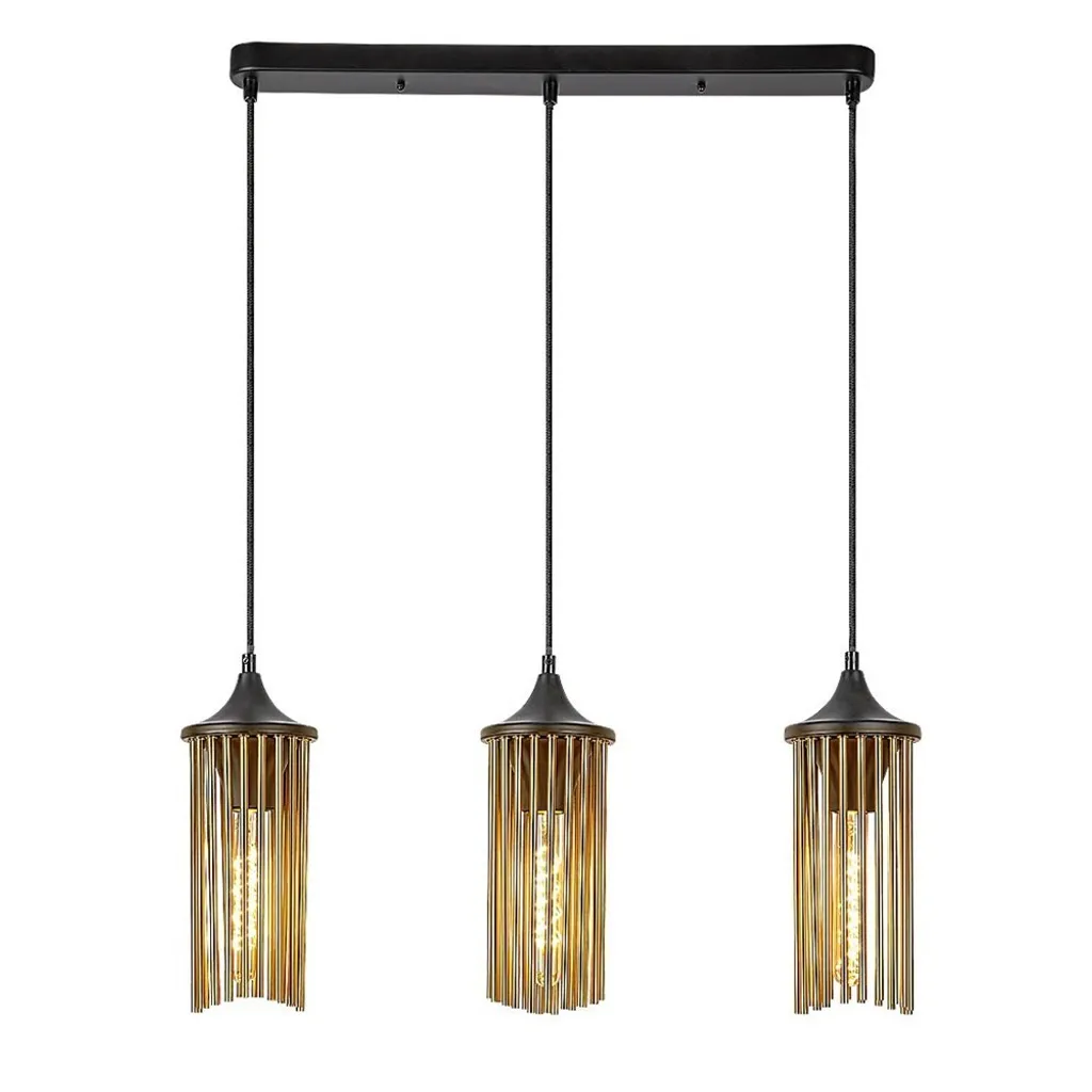 Lampadario Moderno Rabalux Roxas 72153 3xE27 Metallo Nero e Cupreo