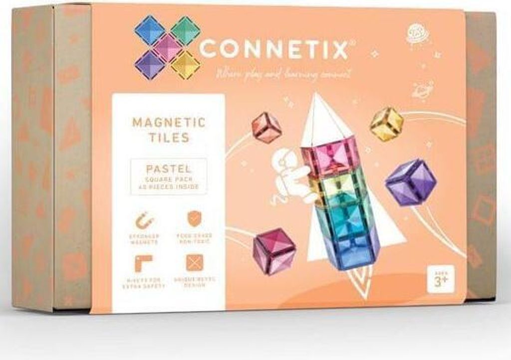 Connetix Magnetkacheln Pastell Quadratisch 40-teilig