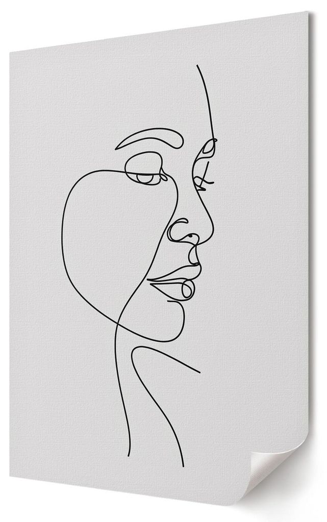 Gesichtskontur- Kunstdruck A3 (29x42 cm) - Minimalistisch, Modern- Wandbild für Wohnzimmer Schlafzimmer & Flur, Modernes Poster Wanddeko, Ungerahmt