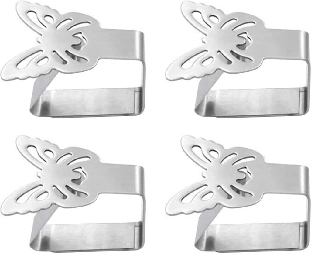 4 Stück Edelstahl Tischdeckenclips Klemmen Produktbild 