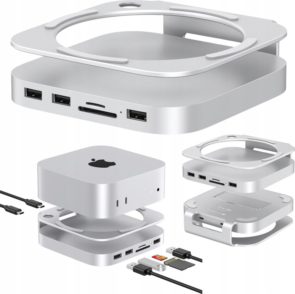 Hub MC60 NVMe SATA M.2 Mac Mini M4 Pro 6-in-1-Dockingstation USB C SD microSD