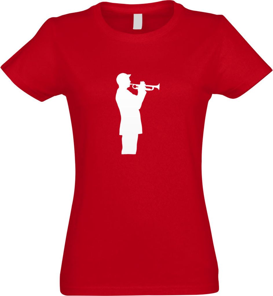 Kiwistar - T-Shirt tailliert - Damen - rot - Trompetenspieler - Jazz - mit Motiv Bedruckt - Funshirt Design - Sport - Freizeit - Damen - S