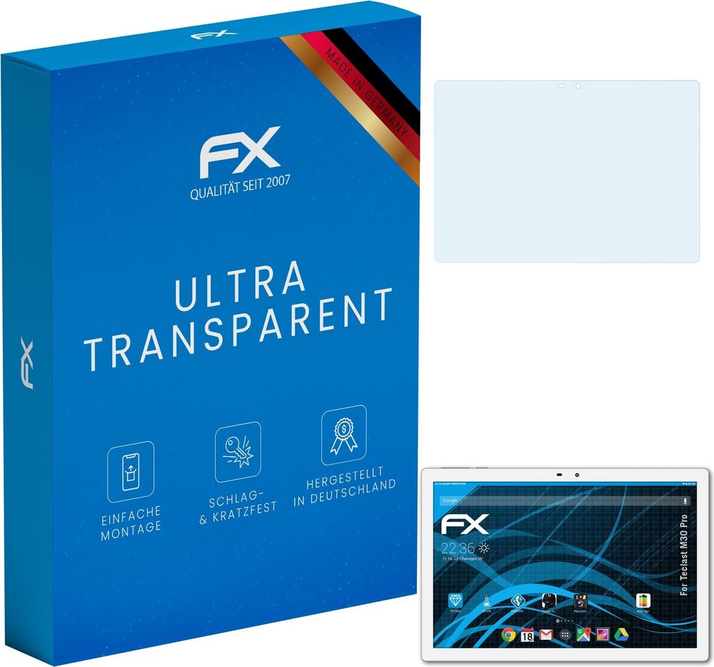atFoliX FX-Clear 2x Schutzfolie kompatibel mit Teclast M30 Pro Displayschutzfolie