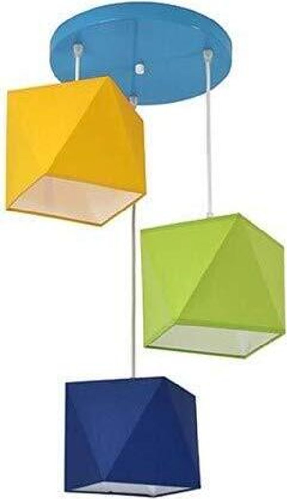 Hängelampe Kinderlampe für Kinderzimmer schöne Hängeleuchte Metall verschiedene Varianten 299-E3D (Gelb-Grün-Dunkelblau)