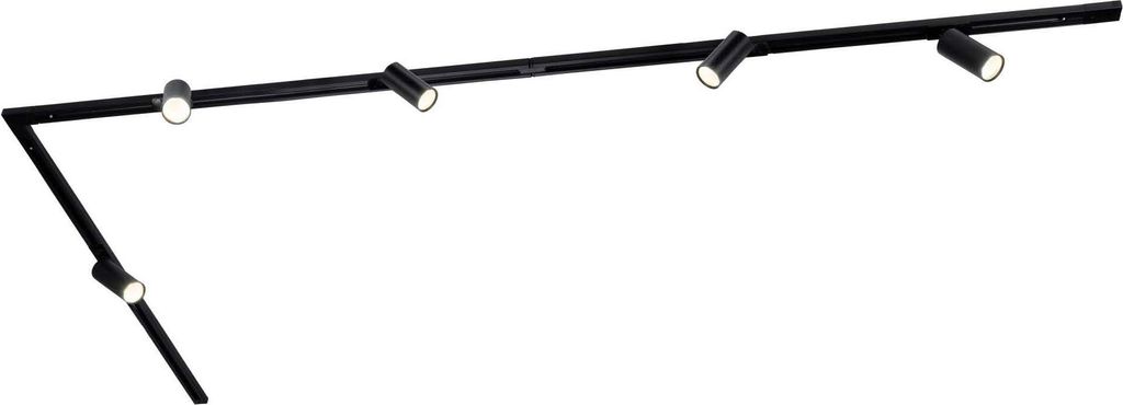 Ledvion - Schienensystem lampen, 3m, 1-Phasen, ohne GU10 Leuchtmittel, Schwarz, 5-flammig Spot, spotlight, deckenspot, deckenstrahler, strahler lampe