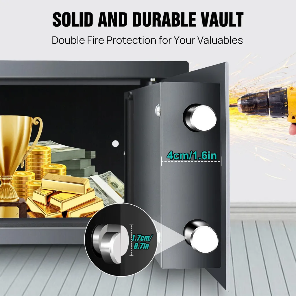 Mini-coffre-fort électronique 8,5L avec serrure à code et 2 clés - 10